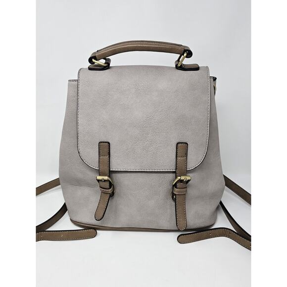 Jen & Co Brooks Backpack Gray Convertible Purse Bag Vegan Leather - Picture 3 of 10